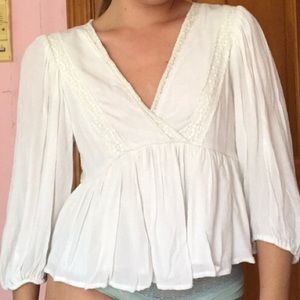 Hollister white romantic boho 100% cotton top!!
